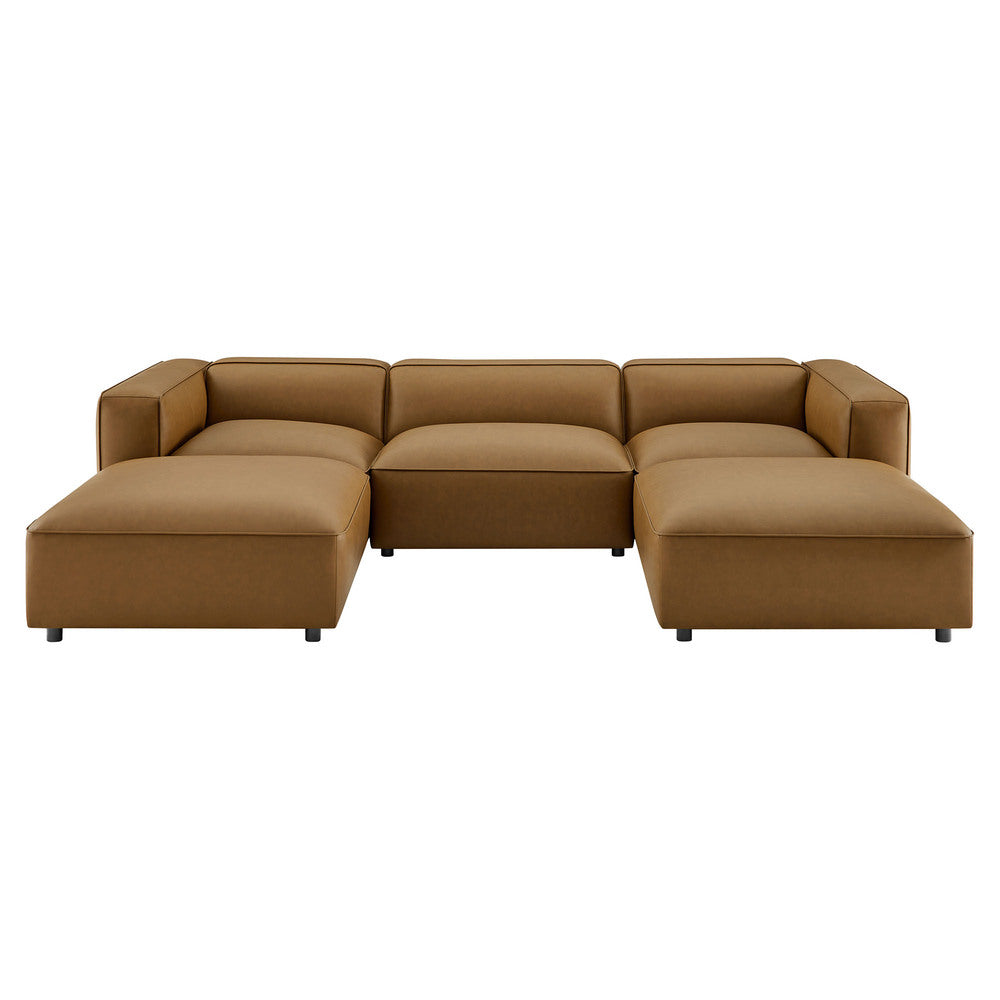 Modway EEI-7131 Auren 5-Piece Upholstered Vegan Leather Modular U-Shaped Sofa