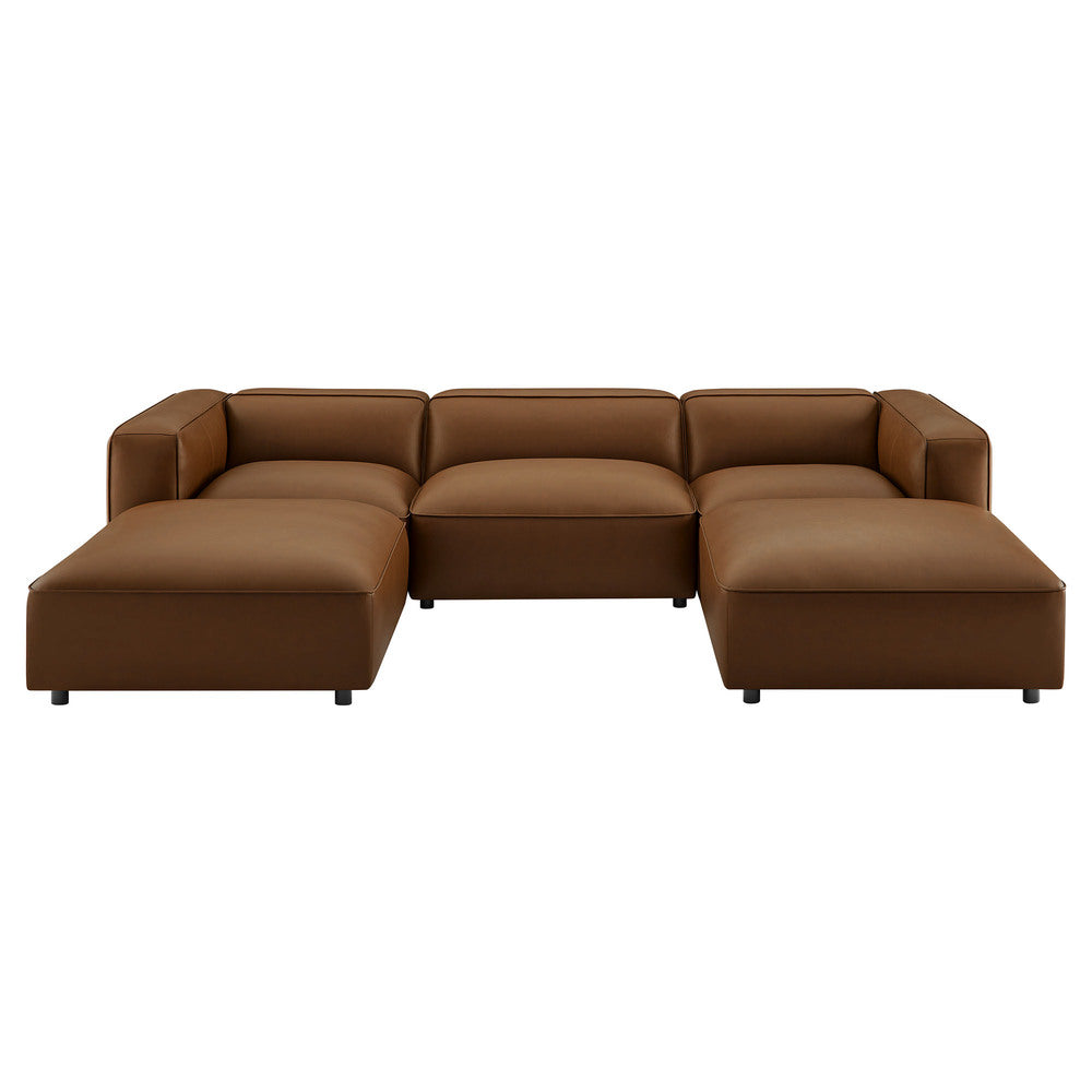 Modway EEI-7131 Auren 5-Piece Upholstered Vegan Leather Modular U-Shaped Sofa