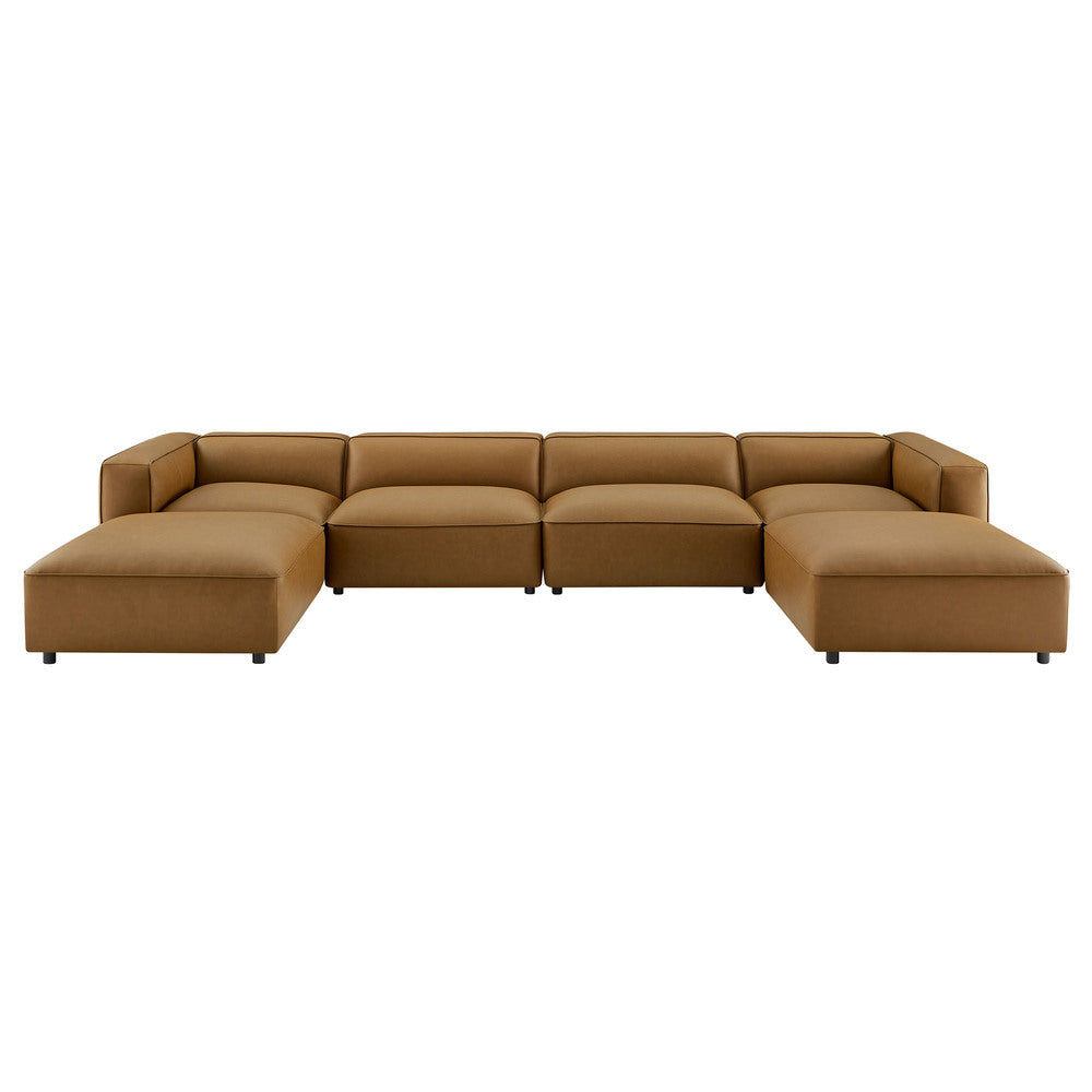 Modway EEI-7134 Auren 6-Piece Upholstered Vegan Leather Modular Sofa