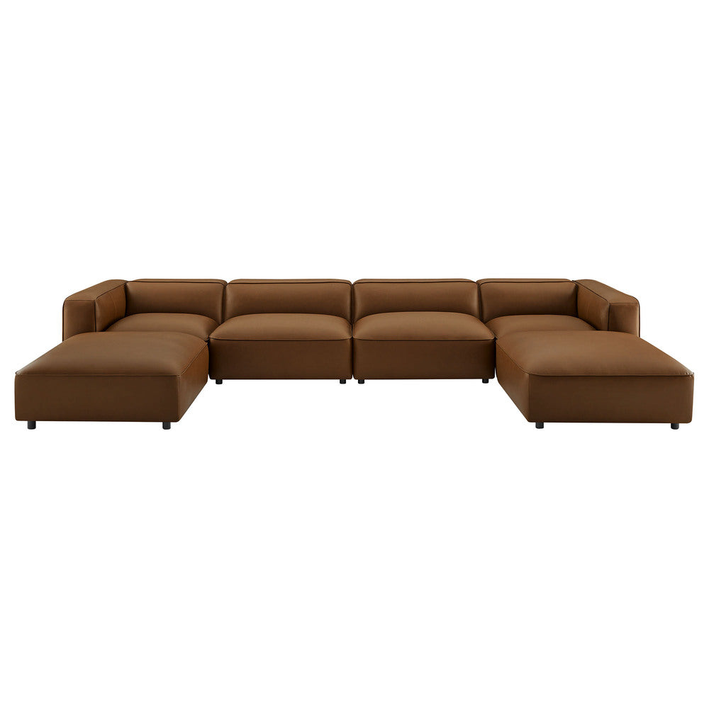 Modway EEI-7134 Auren 6-Piece Upholstered Vegan Leather Modular Sofa