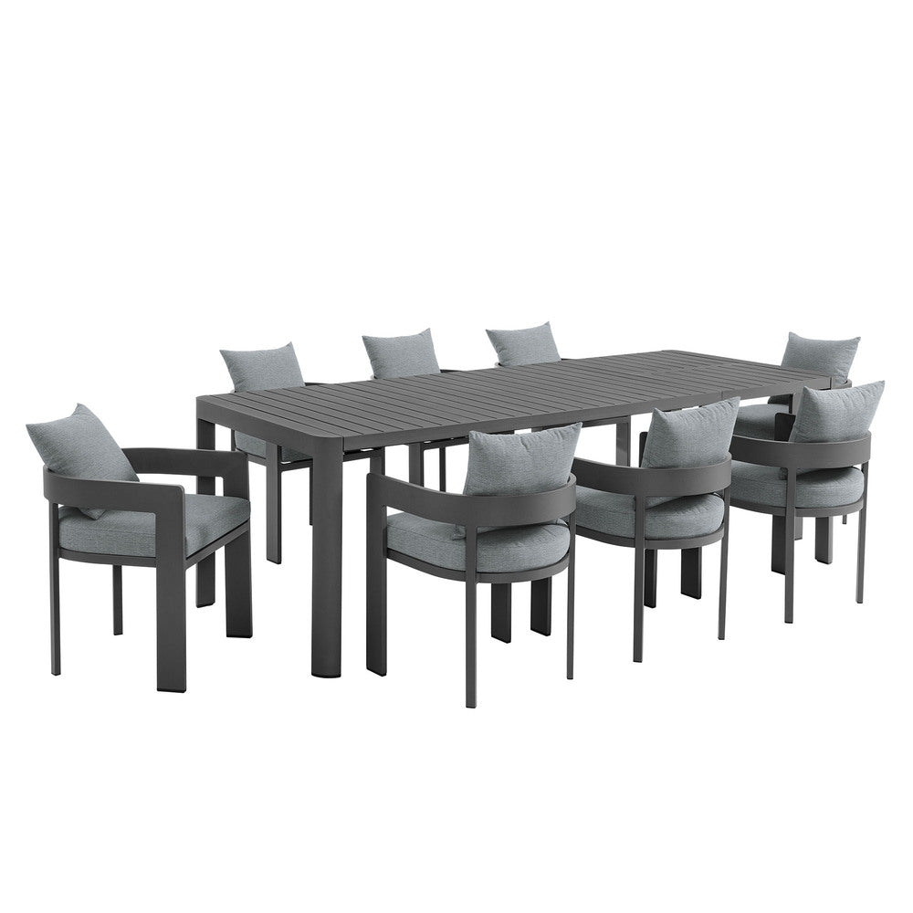 Modway EEI-7295 Tahoe 9-Piece Outdoor Patio Aluminum Dining Set With Extendable Table