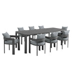 Modway EEI-7295 Tahoe 9-Piece Outdoor Patio Aluminum Dining Set With Extendable Table