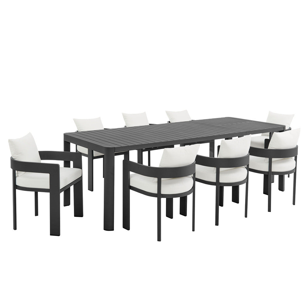 Modway EEI-7295 Tahoe 9-Piece Outdoor Patio Aluminum Dining Set With Extendable Table