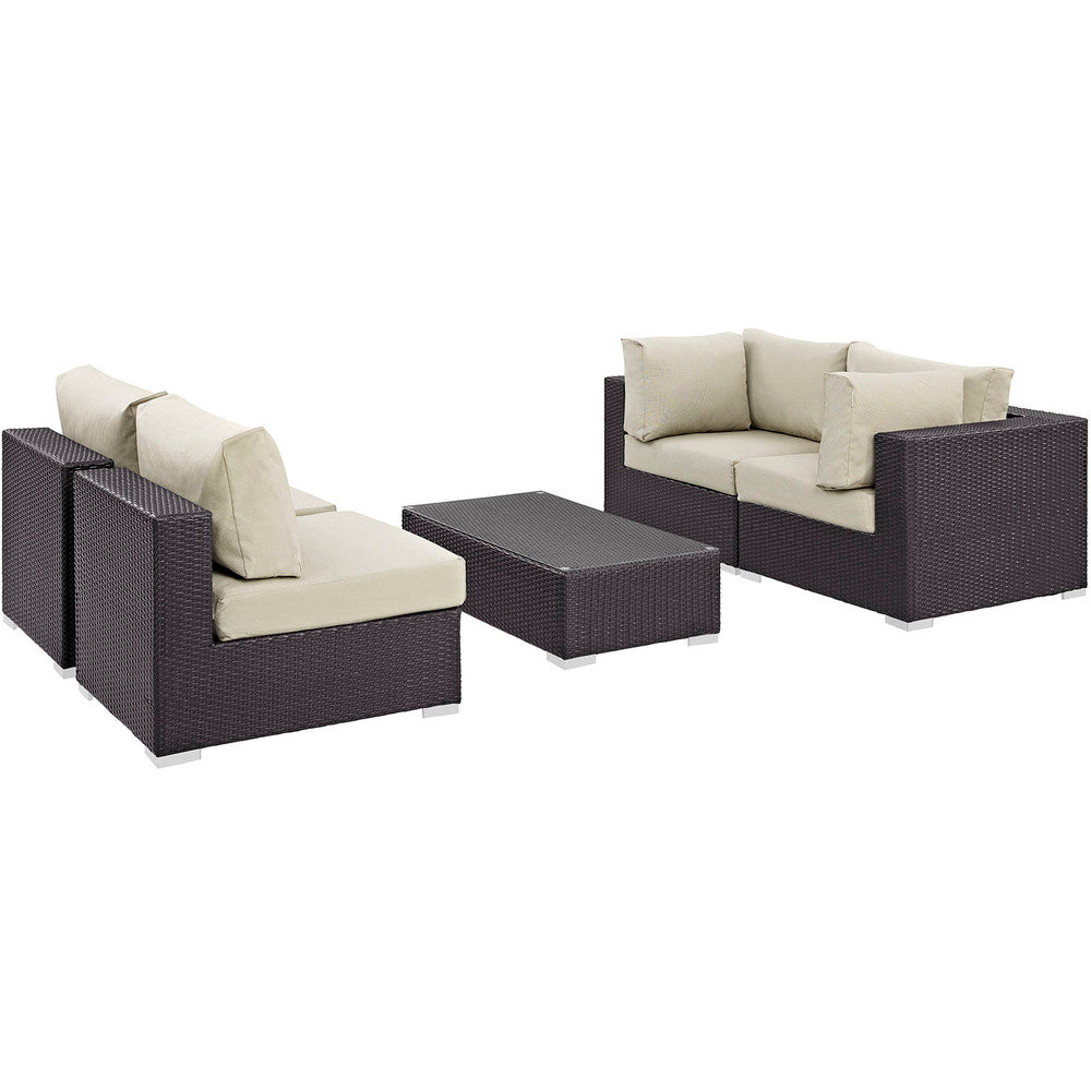 Modway EEI-2163 Convene 5 Piece Outdoor Patio Sectional Set