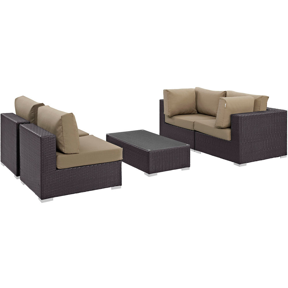 Modway EEI-2163 Convene 5 Piece Outdoor Patio Sectional Set