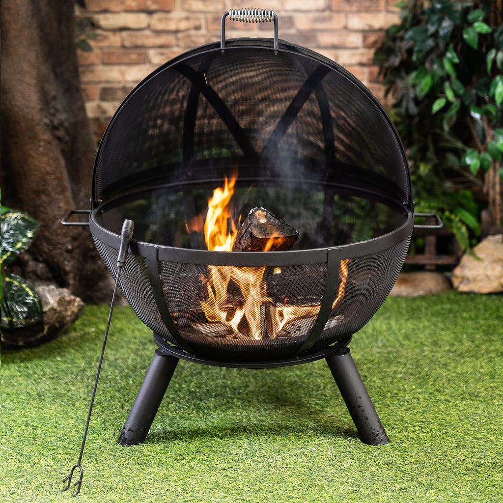 Deko Living 34 Inch Diameter Outdoor Steel Woodburning Sphere Fire Pit - COB10508