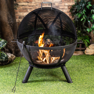 Deko Living 34 Inch Diameter Outdoor Steel Woodburning Sphere Fire Pit - COB10508
