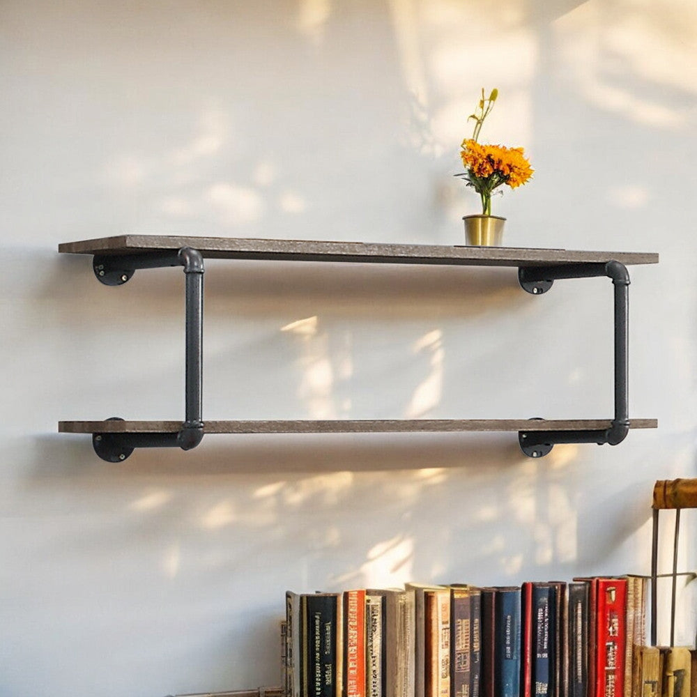 ACME 35888 Brantley Wall Rack, Antique Oak & Sandy Gray Finish