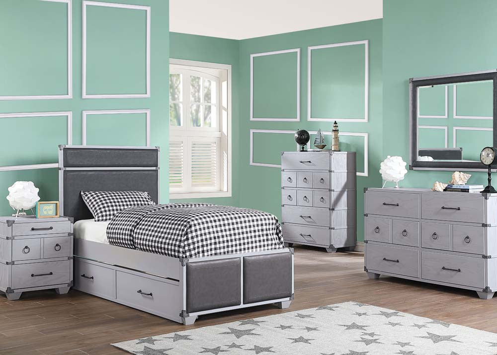 ACME 36120T Orchest Twin Bed, Gray PU & Gray