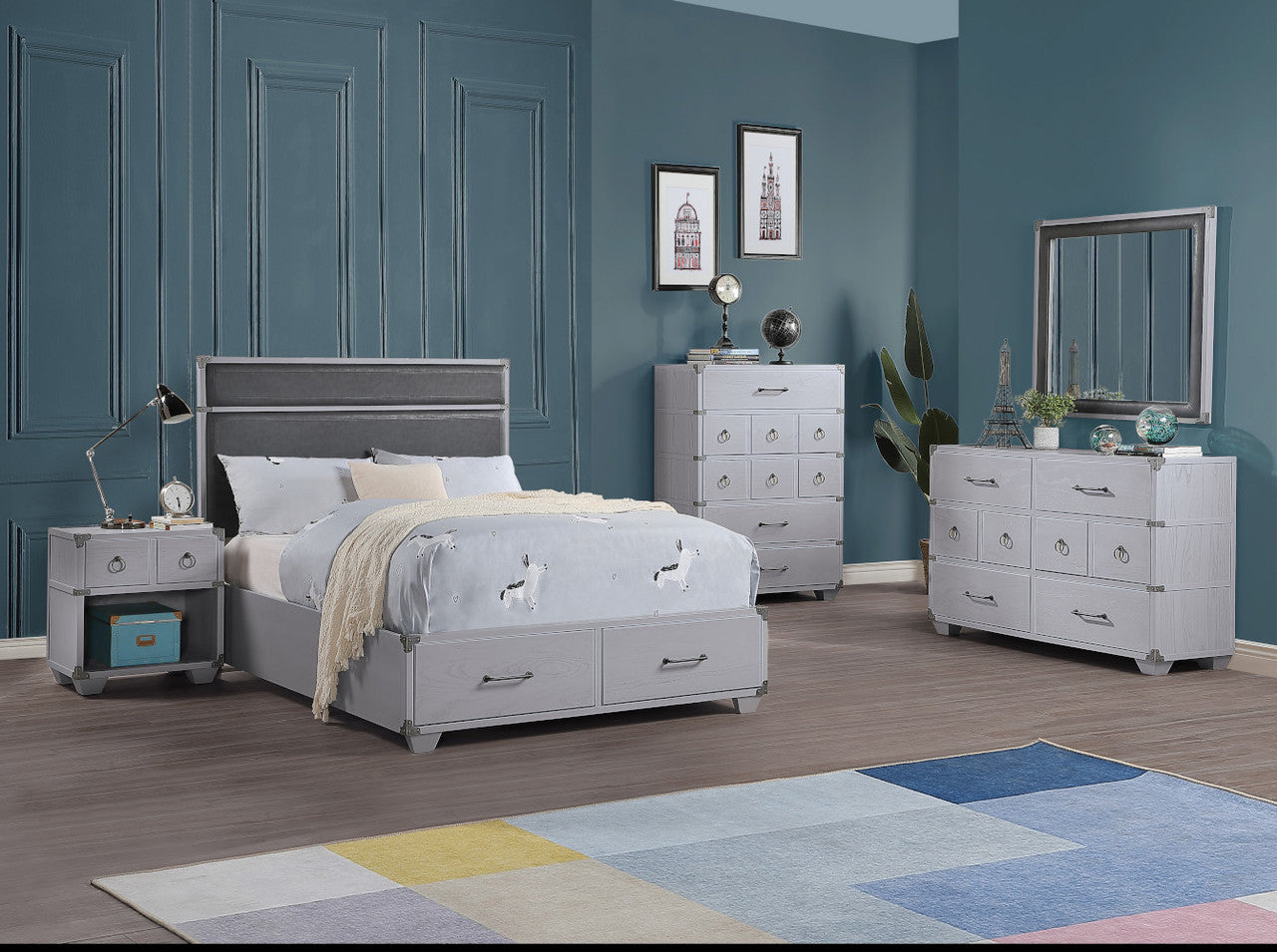 ACME 36128 Orchest Nightstand with USB Dock (1 Drw), Gray