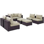 Modway EEI-2204 Convene 8 Piece Outdoor Patio Sectional Set