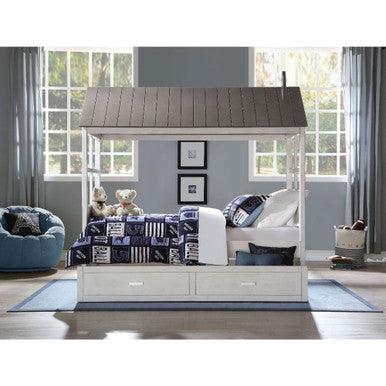 ACME 37173 Tree House II Trundle (Twin), Weathered White & Washed Gray