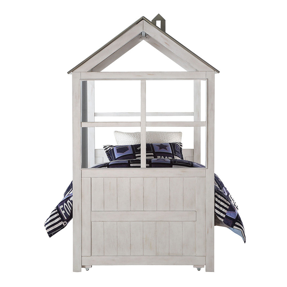 ACME 37170T Tree House II Twin Bed, Weathered White & Washed Gray (1Set/3Ctn)