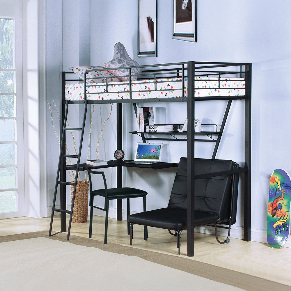ACME 37276 Senon Adjustable Chair (Futon), Silver & Black