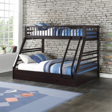 ACME 37425 Jason XL Twin/Queen Bunk Bed & Drawers, Espresso (1Set/2Ctn)