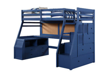 ACME 37455 Jason II Storage Twin Loft Bed (1Set/4Ctn), Navy Blue