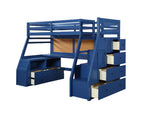 ACME 37455 Jason II Storage Twin Loft Bed (1Set/4Ctn), Navy Blue