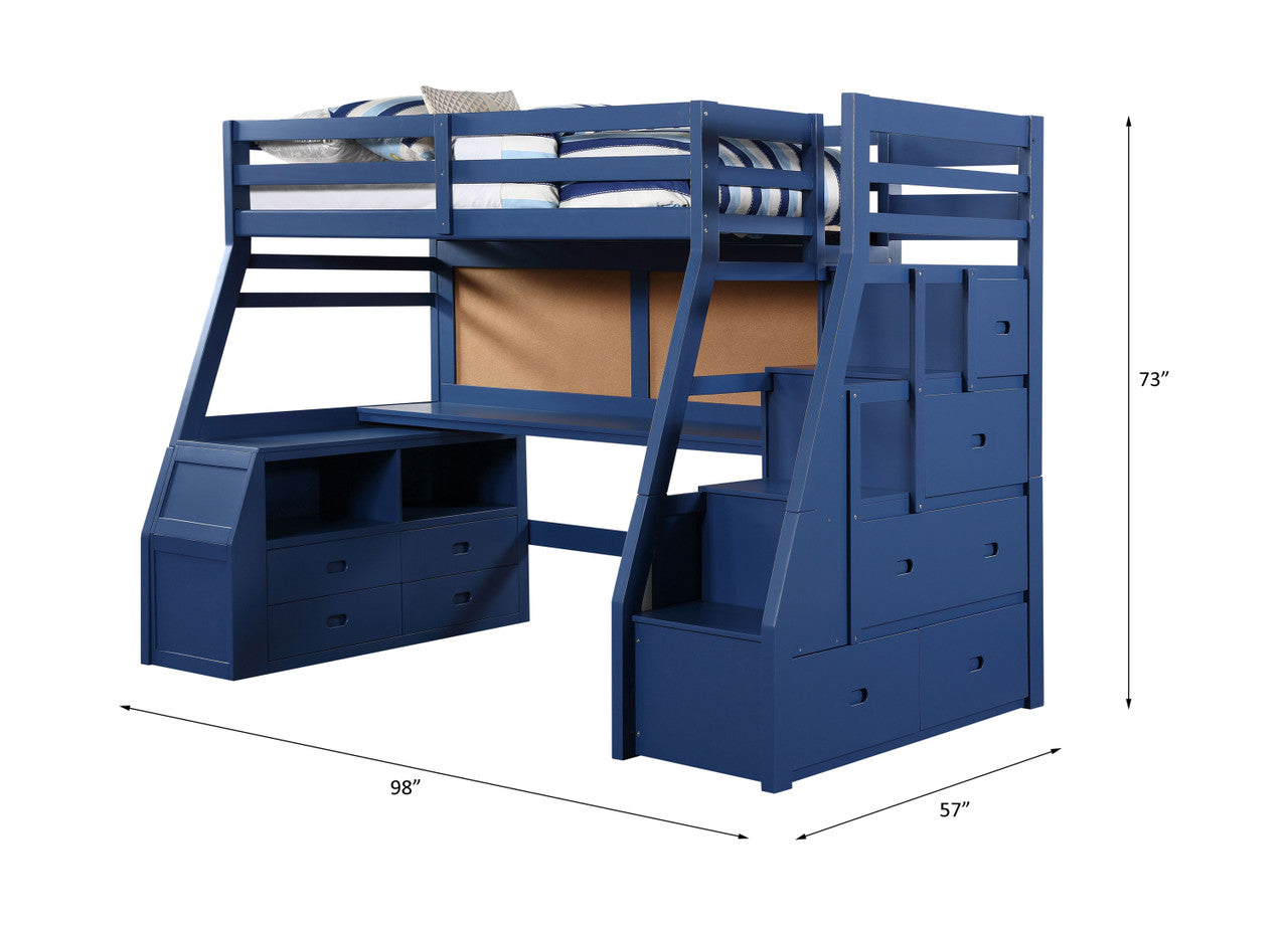 ACME 37455 Jason II Storage Twin Loft Bed (1Set/4Ctn), Navy Blue