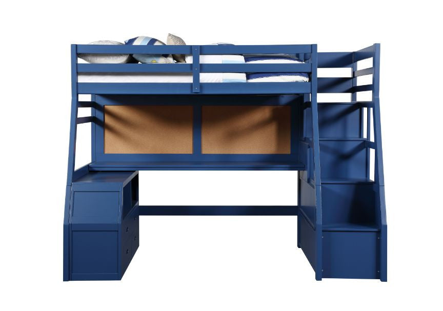 ACME 37455 Jason II Storage Twin Loft Bed (1Set/4Ctn), Navy Blue