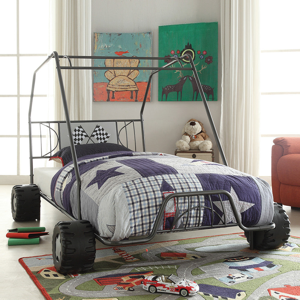 ACME 37640T Xander Twin Bed, Gunmetal Go Kart (1Set/2Ctn)