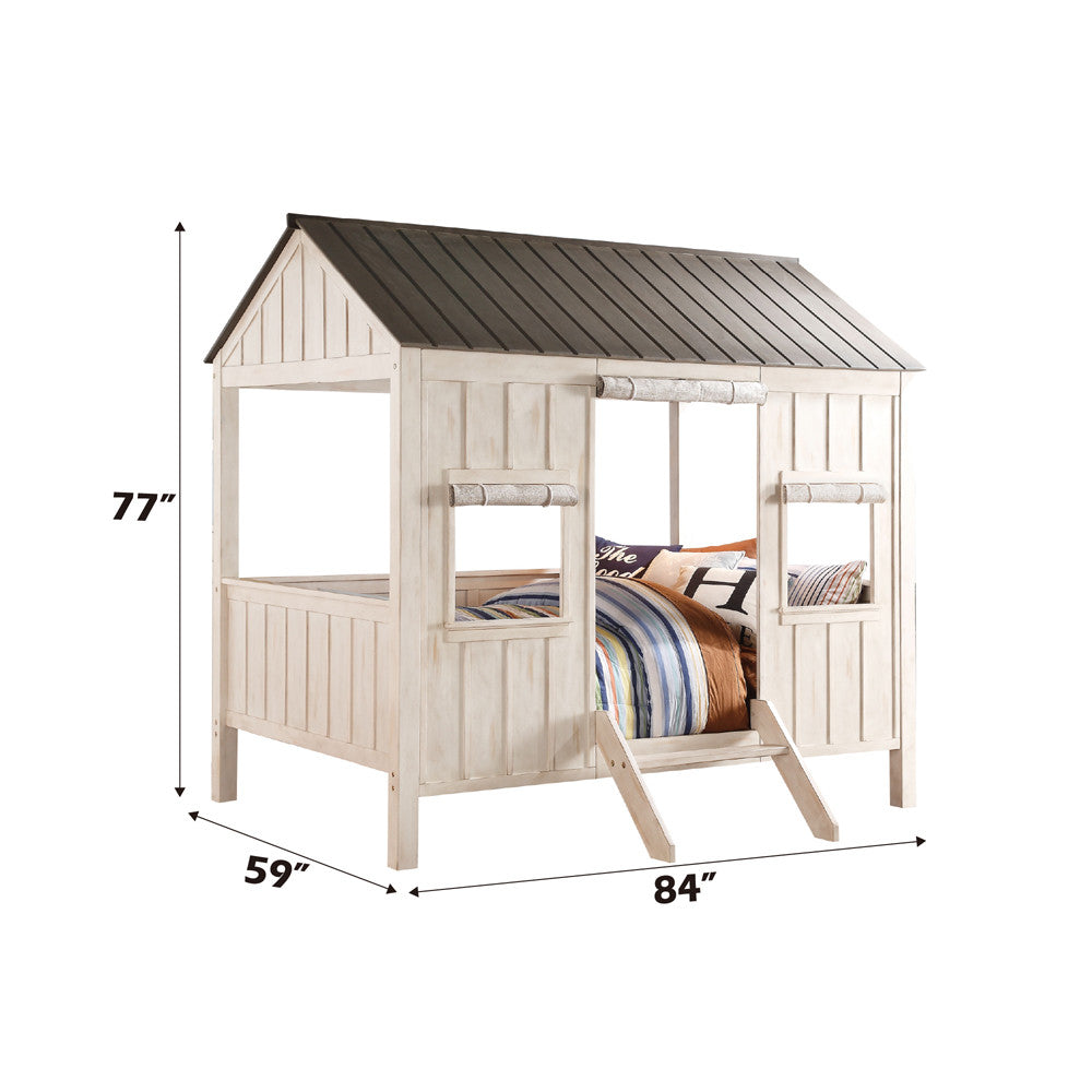 ACME 37655F Spring Cottage Full Bed, Weathered White & Washed Gray (1Set/3Ctn)