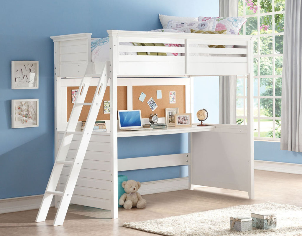 ACME 37670 Lacey Loft Bed with Desk (Twin), White (1Set/3Ctn)