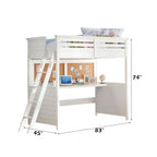 ACME 37670 Lacey Loft Bed with Desk (Twin), White (1Set/3Ctn)