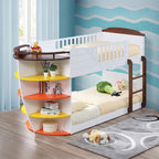 ACME 37715 Neptune Twin Bunk Bed with Storage Shelves, White & Chocolate (1Set/4Ctn)