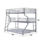 ACME 37790 Caius Ii Three Layer F/T/Q Bunk Bed, Silver