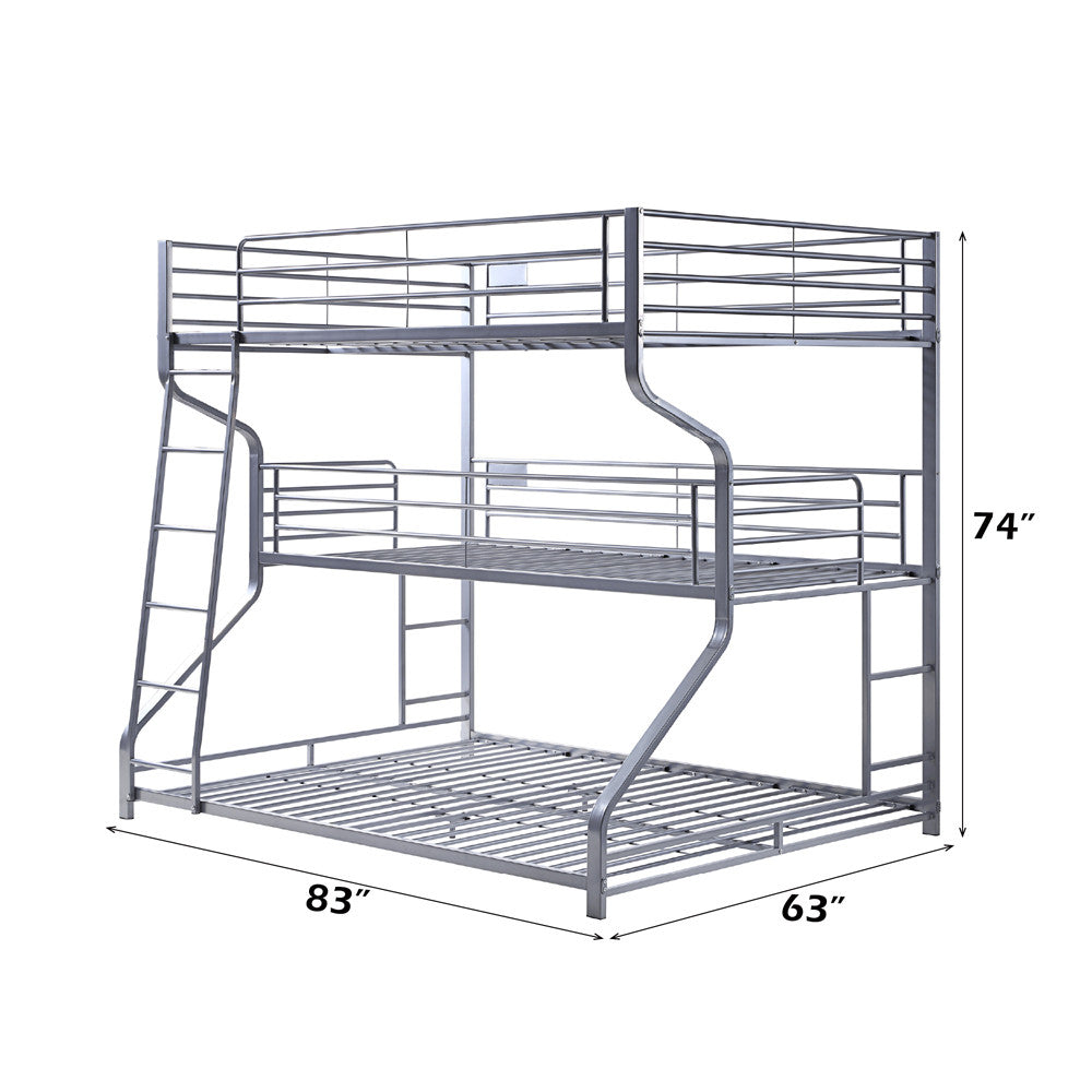 ACME 37790 Caius Ii Three Layer F/T/Q Bunk Bed, Silver