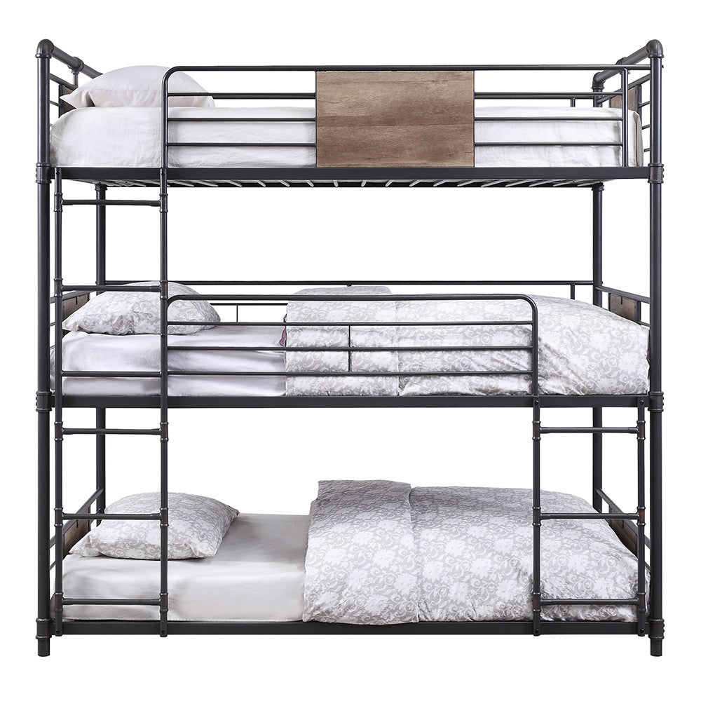 ACME 37820 Brantley Triple Bunk Bed - Twin, Sandy Black & Dark Bronze Hand-Brushed (1Set/2Ctn)