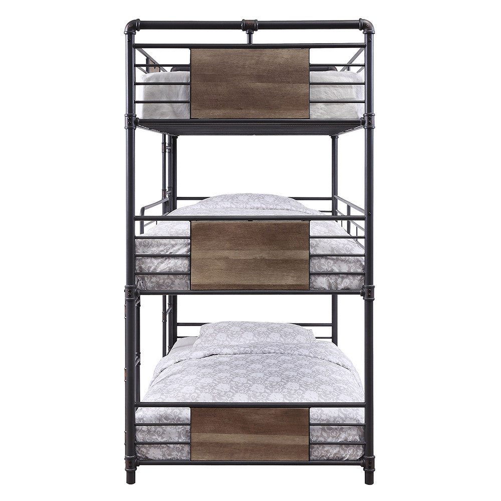 ACME 37820 Brantley Triple Bunk Bed - Twin, Sandy Black & Dark Bronze Hand-Brushed (1Set/2Ctn)