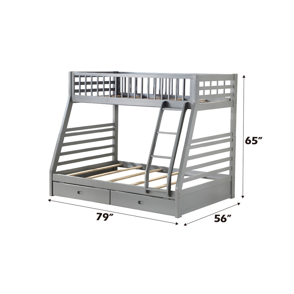 ACME 37840 Jason Gray Bunk Bed with Drawers (6+6 Slats)