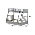 ACME 37840 Jason Gray Bunk Bed with Drawers (6+6 Slats)
