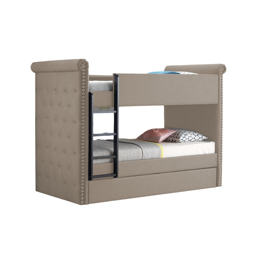 ACME 37850 Romana Ii Twin/Twin Bunk Bed, Beige Fabric