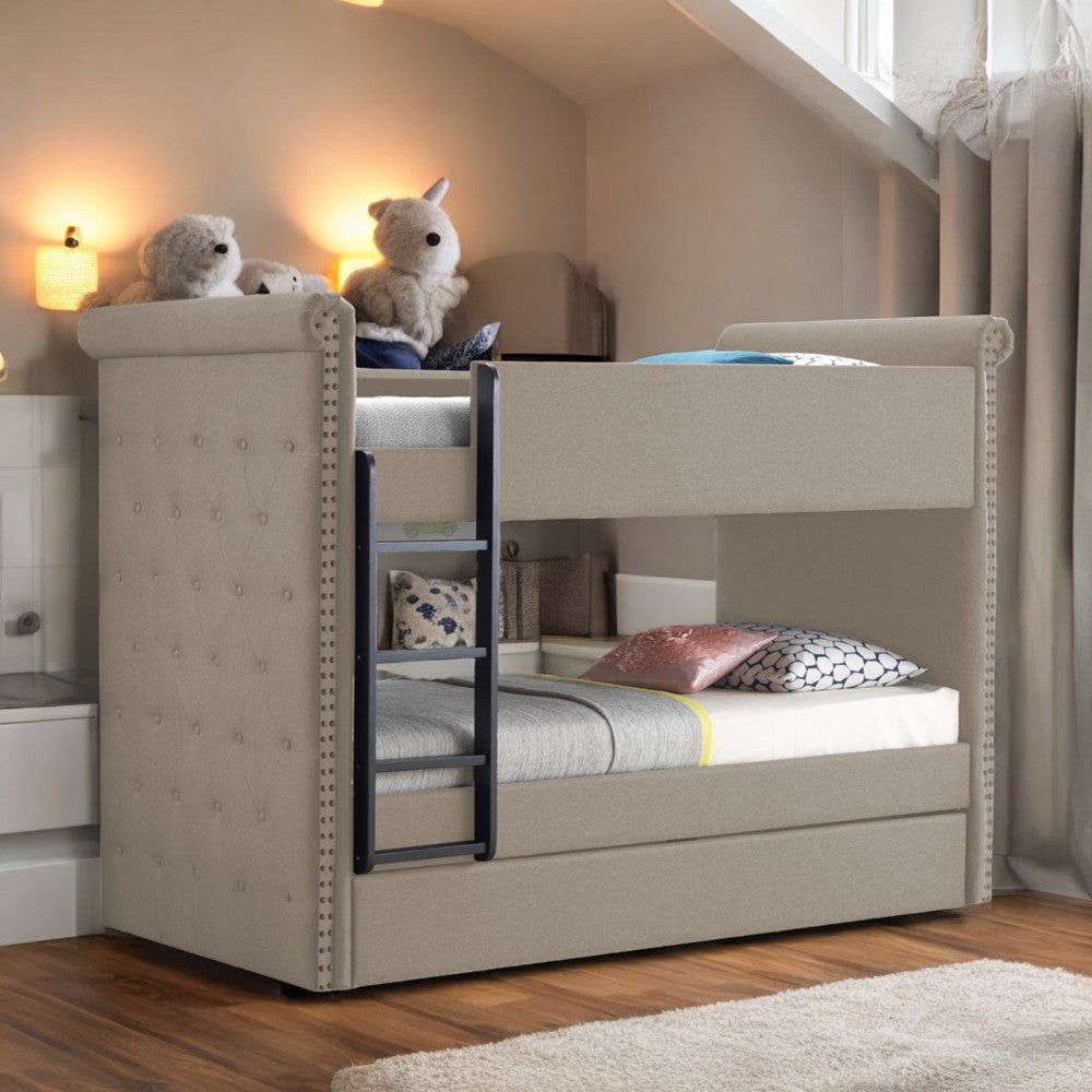 ACME 37850 Romana Ii Twin/Twin Bunk Bed, Beige Fabric