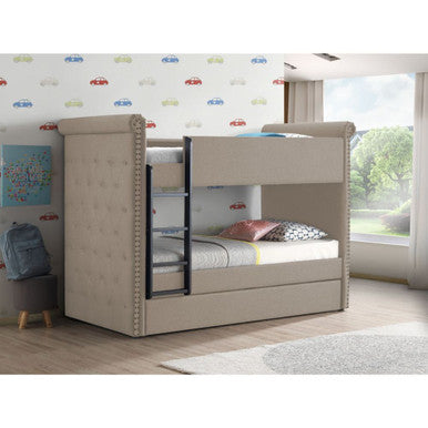 ACME 37850 Romana Ii Twin/Twin Bunk Bed, Beige Fabric