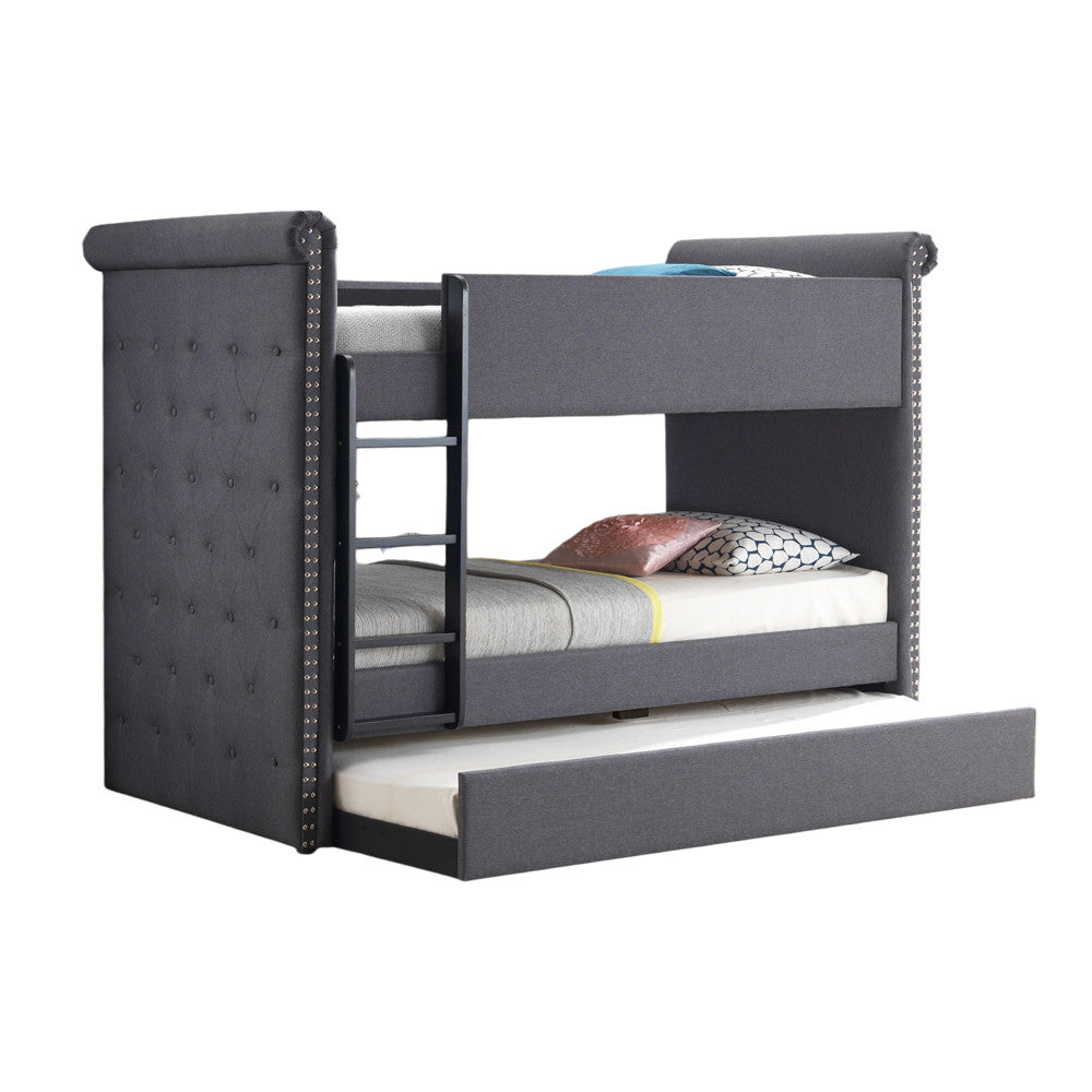 ACME 37855 Romana Ii Twin/Twin Bunk Bed, Gray Fabric