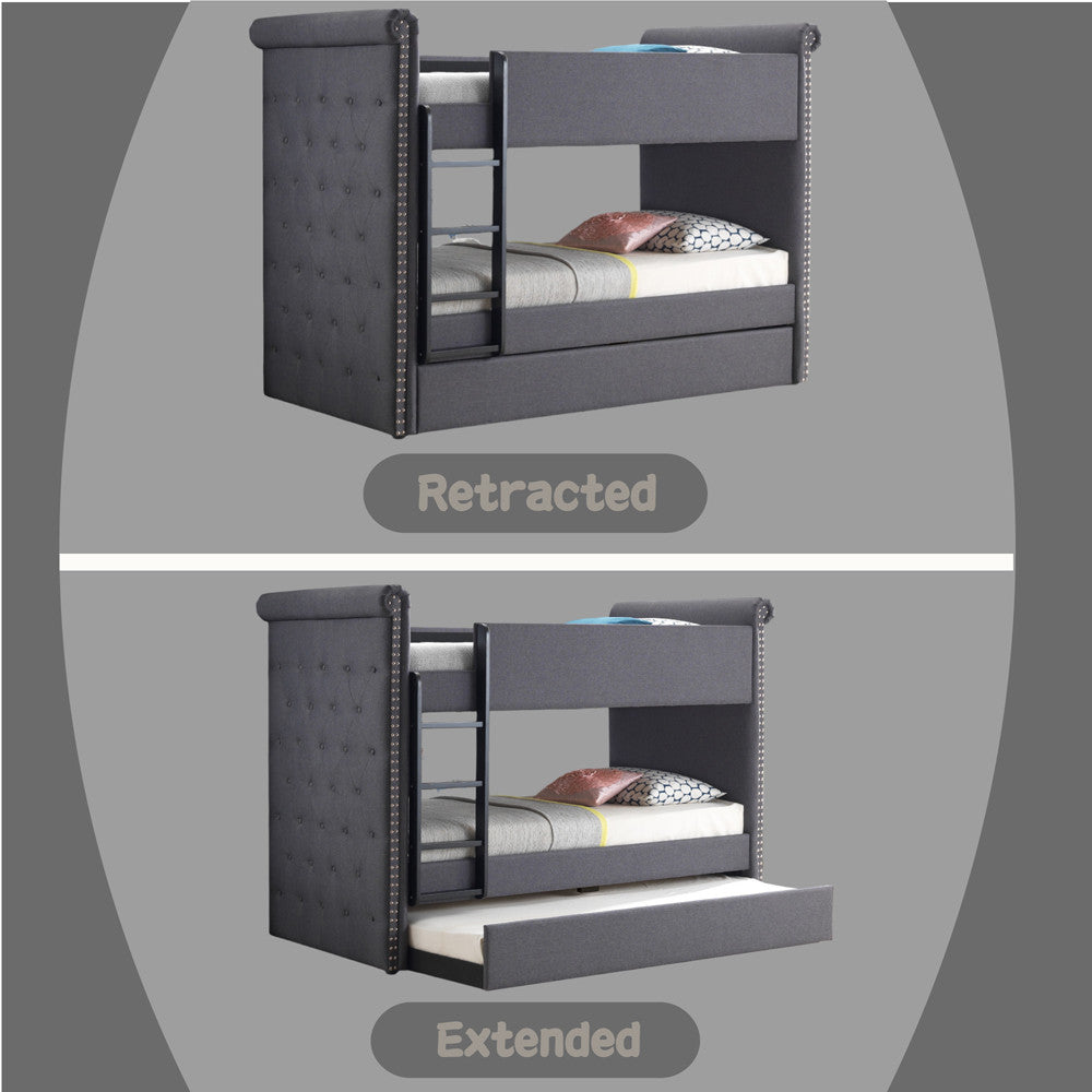 ACME 37855 Romana Ii Twin/Twin Bunk Bed, Gray Fabric
