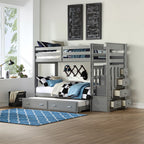 ACME 37870 Allentown Gray Twin/Twin Bunk Bed With Storage Ladder &Trundle
