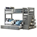 ACME 37870 Allentown Gray Twin/Twin Bunk Bed With Storage Ladder &Trundle
