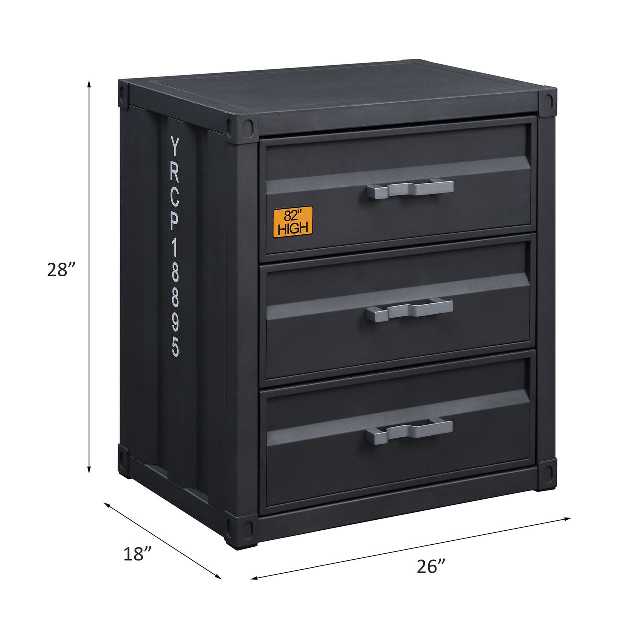 ACME 37957 Cargo 3-Drawer Chest, Gunmetal Finish