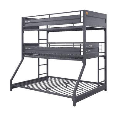 ACME 37995 Cargo Twin/Twin/Full Triple Bunk Bed, Gunmetal Finish(1Set/2Ctn)