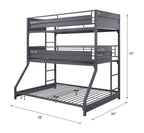 ACME 37995 Cargo Twin/Twin/Full Triple Bunk Bed, Gunmetal Finish(1Set/2Ctn)