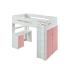 ACME 38040 Nerice Loft Bed, White & Pink (1Set/5Ctn)