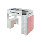 ACME 38040 Nerice Loft Bed, White & Pink (1Set/5Ctn)