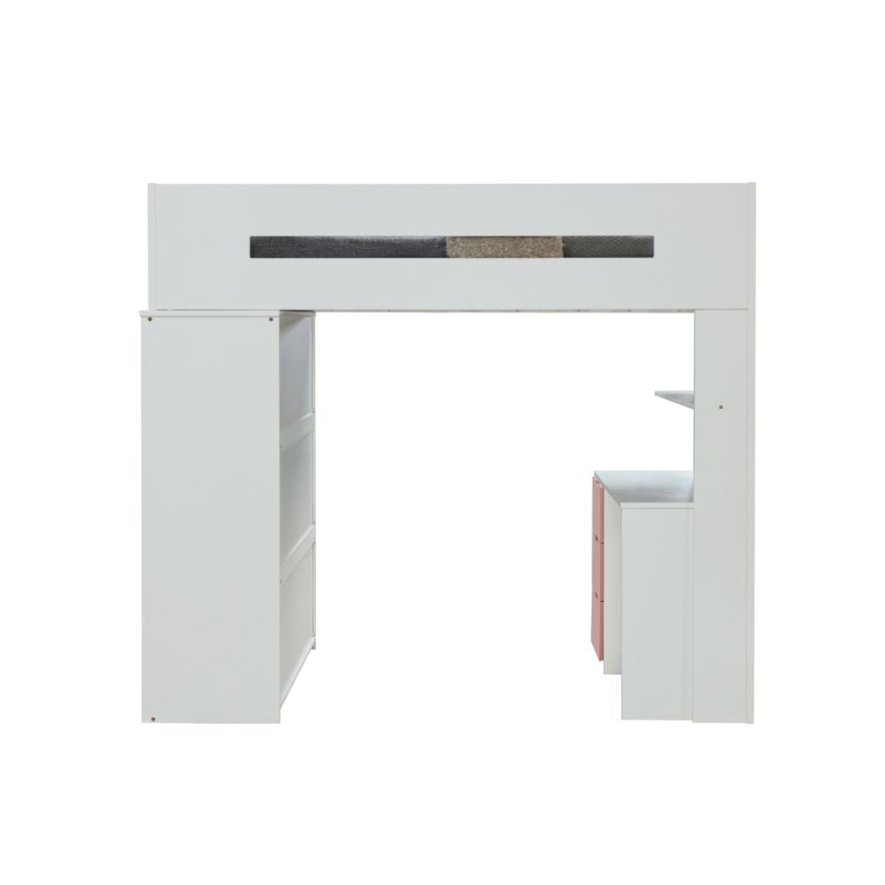 ACME 38040 Nerice Loft Bed, White & Pink (1Set/5Ctn)