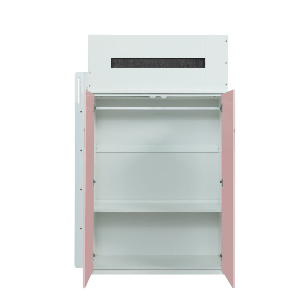 ACME 38040 Nerice Loft Bed, White & Pink (1Set/5Ctn)