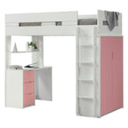ACME 38040 Nerice Loft Bed, White & Pink (1Set/5Ctn)