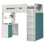 ACME 38045 Nerice Loft Bed, White & Teal (1Set/5Ctn)